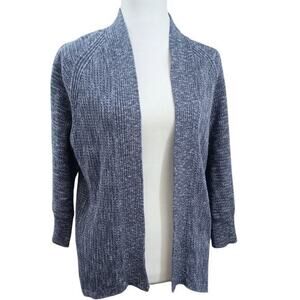 BANANA REPUBLIC‎ Knitted Sweater Open Front Cardigan Size Medium Blue Cotton